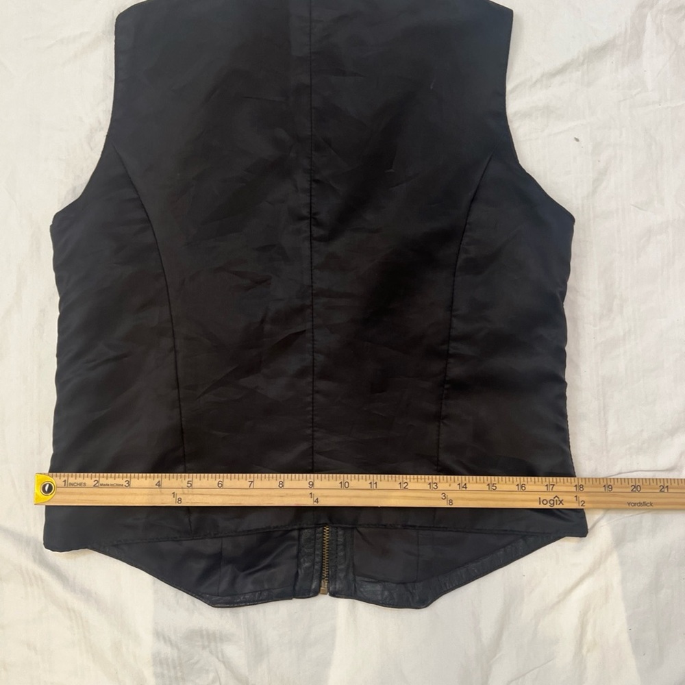 Black Faux Leather Zip-Front Vest Moto Biker Punk Evening - Picture 7 of 11